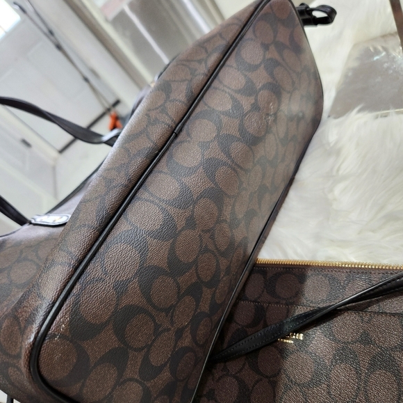 ✨️🤎 Coach signature coated canvas brown/blk 3 piece bundle 2 bag and wristlet - Picture 4 of 12